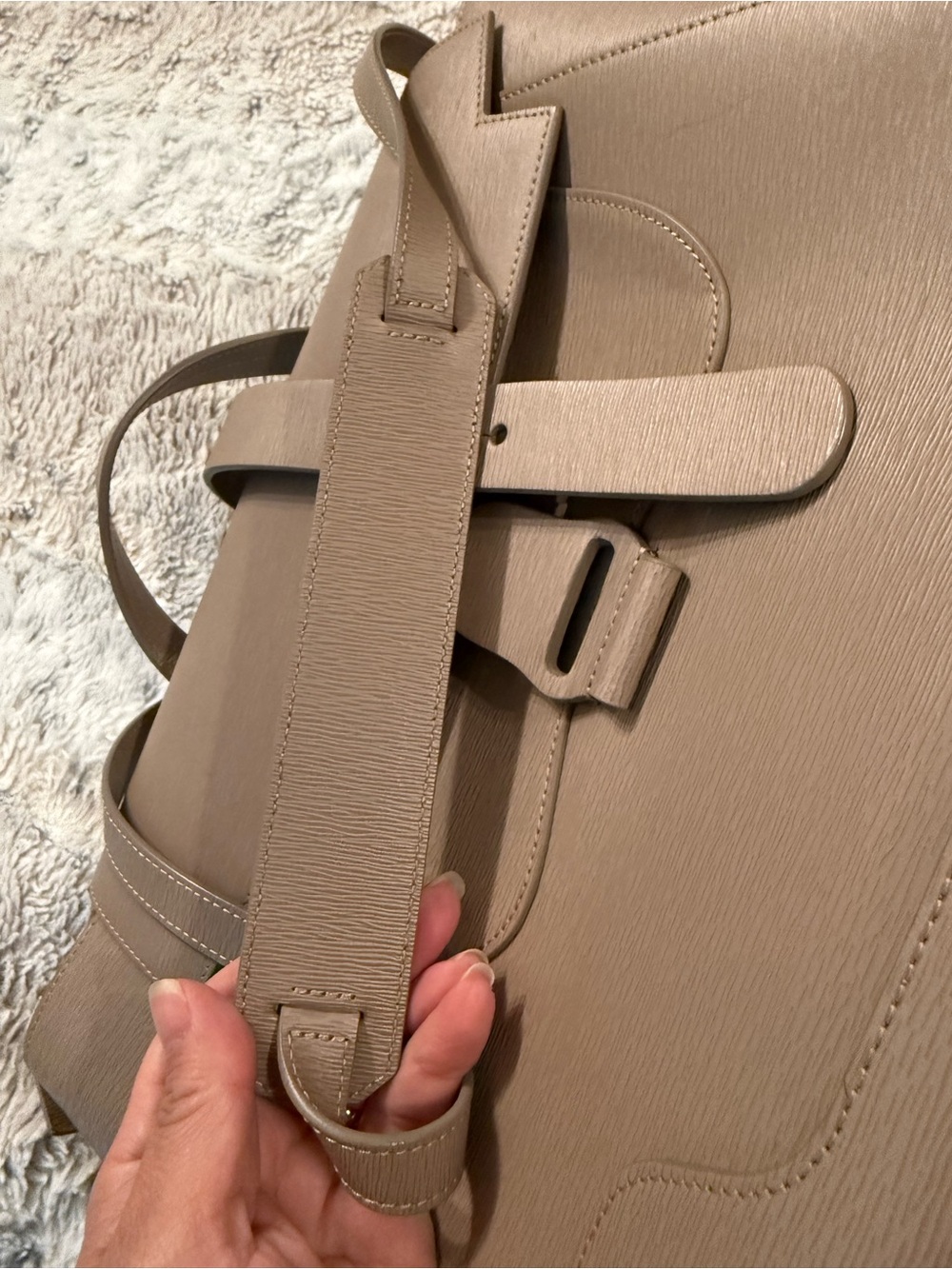 Senreve Maestra Mimosa Latte Gold Taupe Structured Leather Work School Bag - Picture 14 of 16